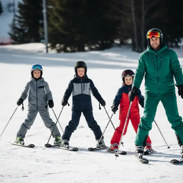 Enfants apprenant à skier
